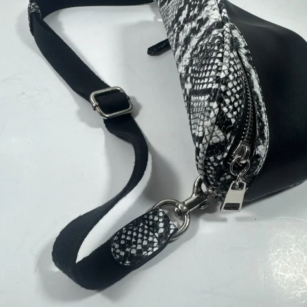 Time and Tru Josephine Belt Bag Black with Snake prints